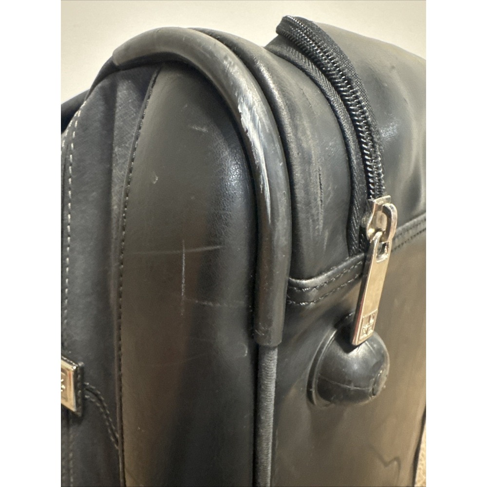 Diane Von Furstenberg DVF Black Suede Roller Travel Duffle Bag Suitcase Leather - Picture 10 of 12